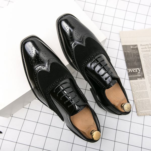 

dress shoes luxury italian formal men's oxford leather brogue fashion wingtip black lace up wedding office 3848 230422