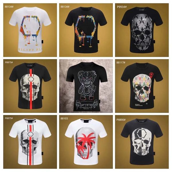 

2023ss mens tees men tshirts designer plein bear skull diamond t shirt short sleeve dollar brown bear brand tee oneck skulls tshirt tees pb, Black;brown