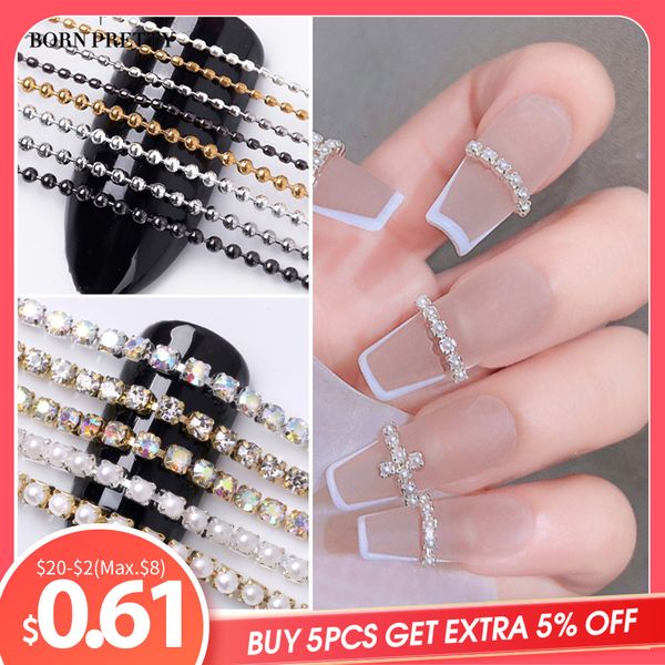 

false nails s chain silver ab colors stone 3d art decorations accessory metal steel ball charms jewelry bead 230422, Red;gold