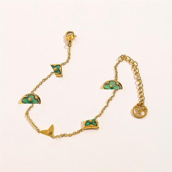 

new style stainless steel bracelets women bangle 18k gold plated enamel lovers gift letter pendants wristband cuff chain wedding j2525, Black