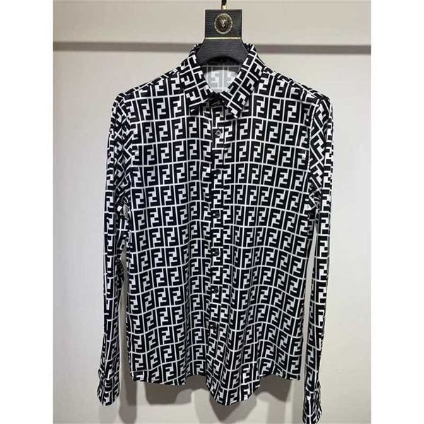 

20% off european station spring and autumn end fashion casual large size versatile popular long sleeve couple printed shirt for men, White;black