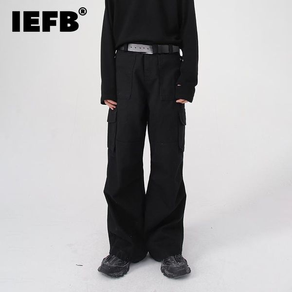 

pants iefb men's pants wear new autumn korean fashion personalized multi pocket design work clothes jeans male trousers 9a6089, Black