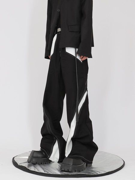 

pants 2022 new men women clothing yamamoto style niche contrast zipper panel design casual pants trousers plus size costume 2746, Black