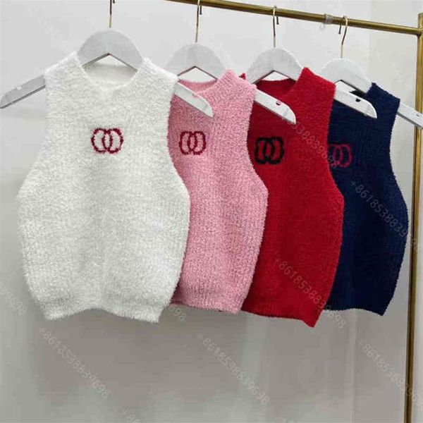 

22ss women knit tanks sweater vest shirt slim leggings letter logo brand womens luxury apparel casual bottoming shirt strap v293m, Black;white