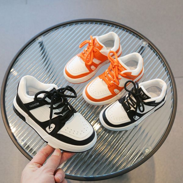 

sneakers kids boys girls pu leather casual sports shoes 230422, Black;red