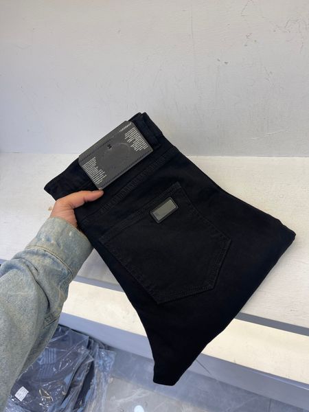 

highquality brand black jeans for men comfortable cotton blend stretch material luxury designer casual pencil jeans, Blue