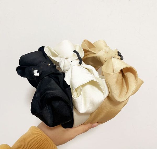 

women bowknot hair band cloth wide edge designerrs cross knotted hairhoop headbands, Black;brown