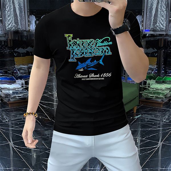 

men's t-shirts new short sleeve diamond letter 2023 summer male mercerized cotton tees fashion casual wear homme clothing m-4xl, White;black