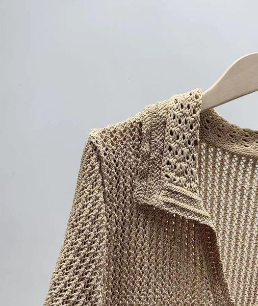 

t-shirt spring summer 2021 new women's hollow out knit tshirt vneck single breasted female short sleeve knitwear tee, White