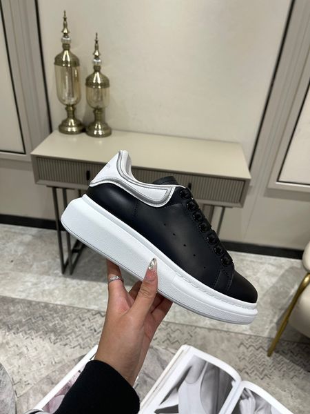 

designer travel leather lace-up sneaker fashion lady flat running trainers letters woman shoe platform men gym sneakers 0418, Black