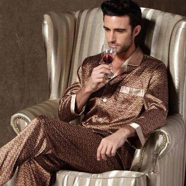 

men039s sleepwear sleep wear men mens designer pajamas for nightwear long sleeve trousers thin ice silk set4591498307r, Black;brown