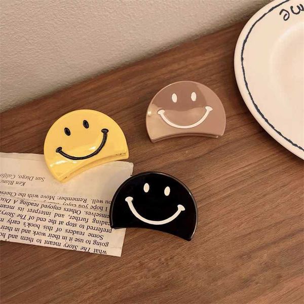 

butterfly barrettes korean simple acetic acid geometry half round smiling face grab clip temperament small back brain spoon hair clip shark, Golden;silver