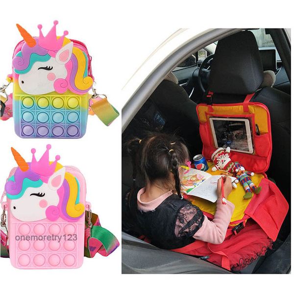

simple kids outdoor learning backpack multi pocket car seat hanging bag children unicorn designer shoulder bag stress release bubble bags 2