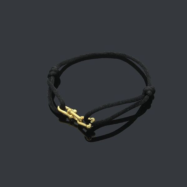 

titanium steel jewelry factory whole luxury fashion three section chain red rope bracelet couple u-shaped buckle c256g, Black