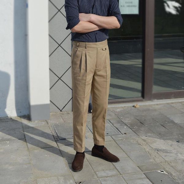 

blazers 2022 men's spring autumn new fashion business casual suit trousers male solid color straight pants men loose cotton pants v80, White;black