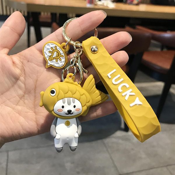 

funny creative key chain toys taiyaki cat dog panda pig cute keychains ornaments dolls key ring pendant girls friends gifts 239p, Slivery;golden