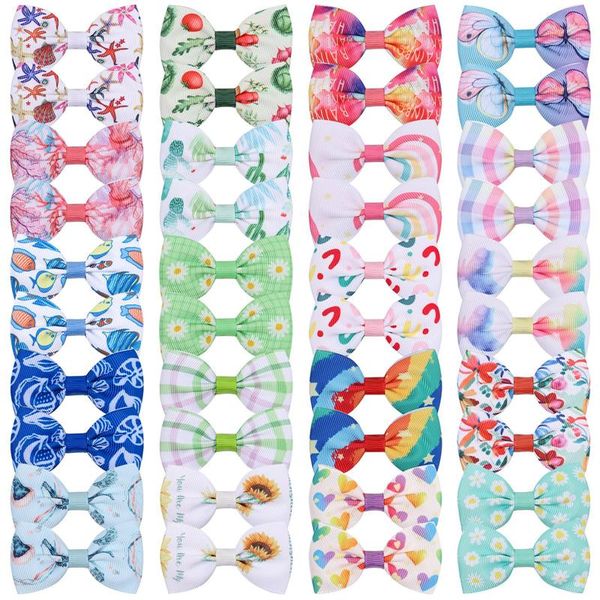 

baby girls handmade ribbon bowknot children hair clips cute grosgrain bows bangs hairpin infant headwear hair accessories, Slivery;white