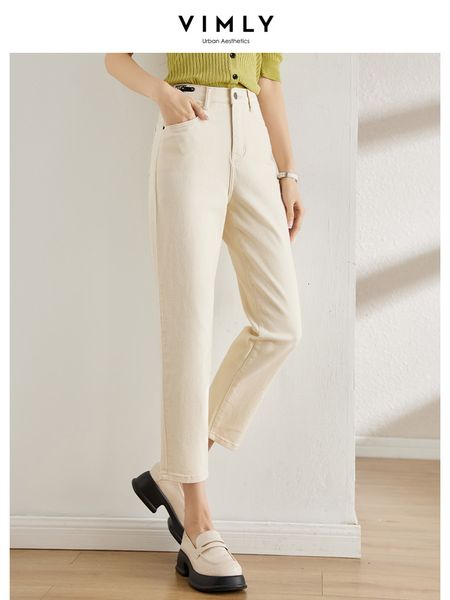 

women's jeans vimly harem pants denim jean white high waist solid cotton spring 2023 vintage fashion anklelength trousers 70701 230422, Blue