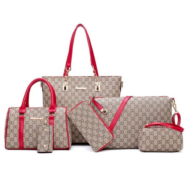 

gs set of 6 in 1 luxury handbag set women letter print messenger tote female shoulder bag student phone package evening wallet254x