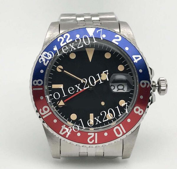 

mens luxury wristwatches super men's wmf factory 2836 automatic gmt movement red/black bakelite style bezel stainless steel 316l batman, Slivery;brown