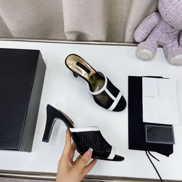 

fashion sandals ccity summer women channel slippers slide leather leisure sandals luxury designers high-heeled sandals x231, Black