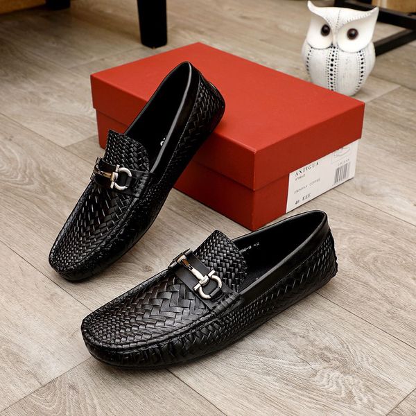 

2023 men dress shoes business genuine leather shoes breathable formal brand designer party wedding loafers size 38-45, Black