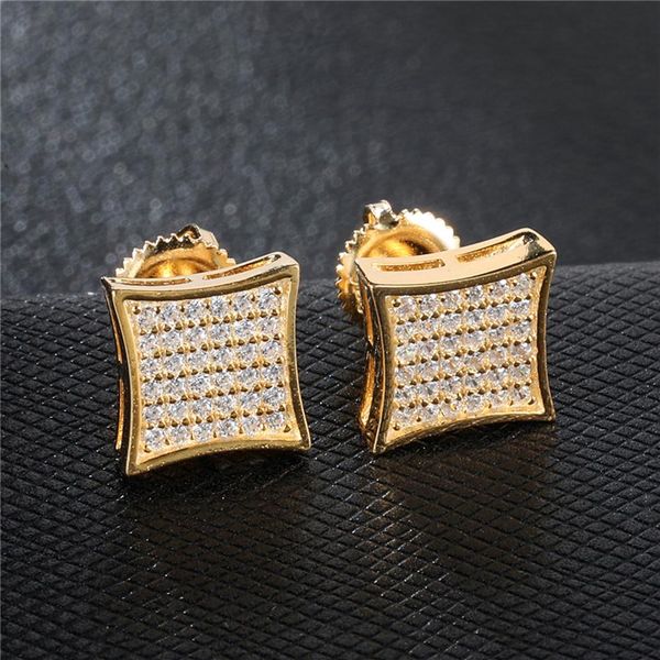 

new arrival mens cubic zirconia diamond earings fashion men jewelry hip hop copper gold filled cz stud earrings jewelry3300, Golden;silver