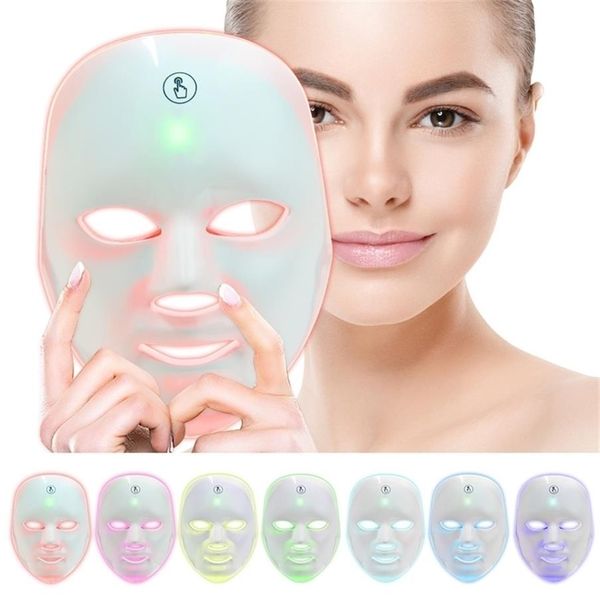 

face care devices 7colors led mask pon therapy skin rejuvenation anti acne wrinkle removal skin care mask skin brightening usb cha259o