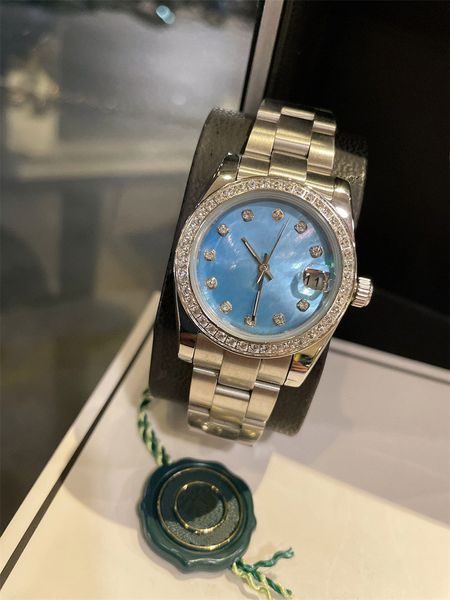 

31mm women's watch new drill luxury nail drill ring shell surface precision durable automatic mechanical watch, Slivery;golden