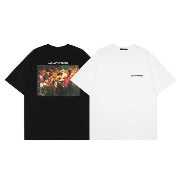 

22% off fusionloop street shoulder drop loose printed t-shirt unisex, White;black