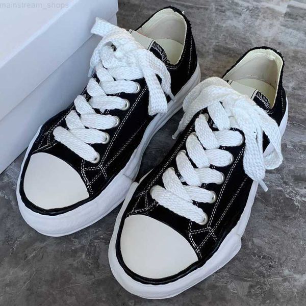 

star shoes of the same style maison mihara yasuhiro mm dissolving shoes thick soled high casual canvas board shoes women's white shoes, Black