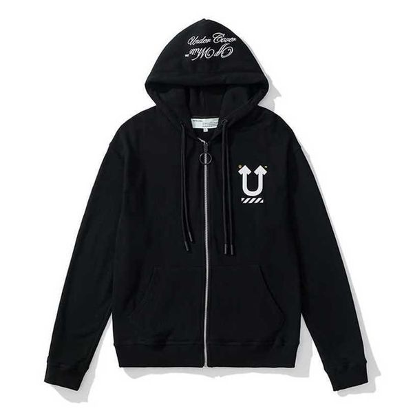 

22% off early spring new skeleton ghost hand double face fur cardigan hooded sweater coat, Black