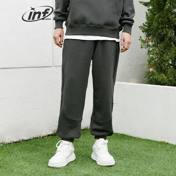 

pants inflation solid loose fit mens sweatpant winter warm fleece joggers pants elastic waist track pants 3206w20, Black