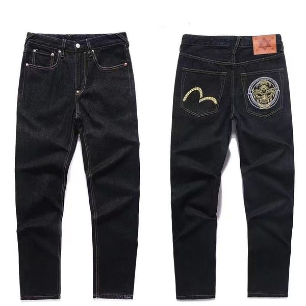

european and american designers men's jeans casual vintage evisued pants -shaped embroidery harajuku streetwear embroidery hip hop jea, Blue