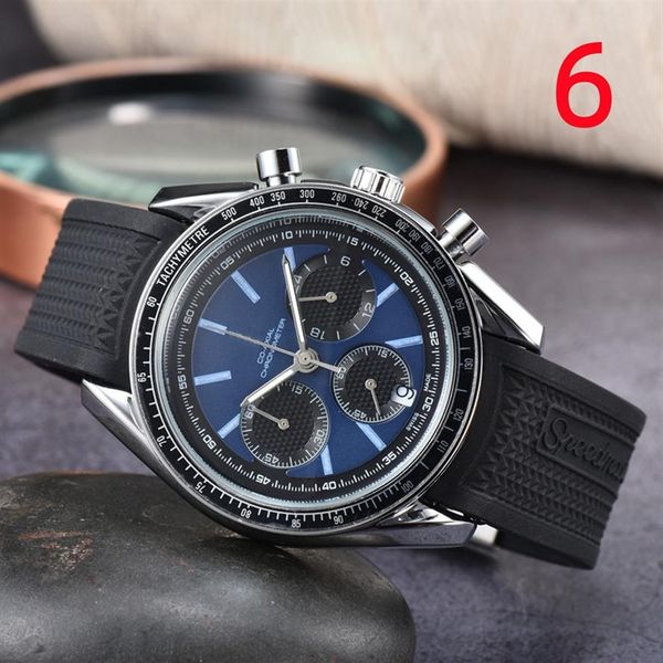 

wristwatches for men 2022 new mens watches all dial work quartz watch brand chronograph clock rubber belt men fashion ome type308z, Slivery;brown