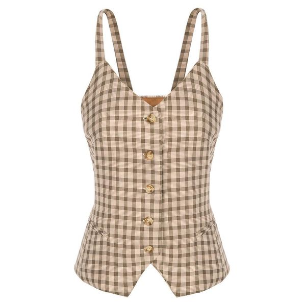 

vests women single breasted vest jacket vintage gird formal casual coats spring lady vneck handkerchief hem buttonup vest fall, Black;white