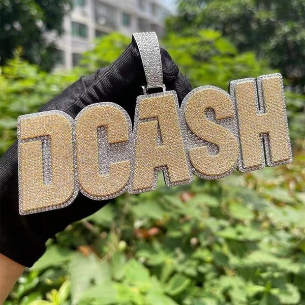 

new fashion trendy necklace gold silver colors bling iced out cz custom name letter pendant hiphop jewelry with 3mm 24inch rope ch186s