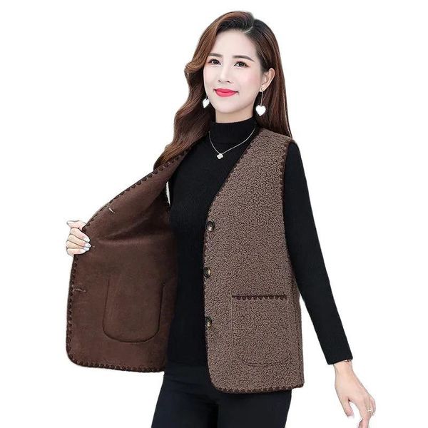 

vests spring autumn waistcoat short coat women 2022 new lamb fleece waistcoat jacket female fashion sleeveless outerwear 5xl, Black;white