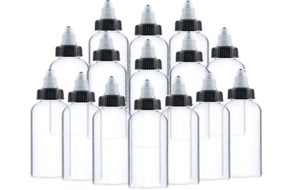 

50pcs 30ml 60ml 100ml 120ml plastic empty tattoo ink bottle black cap transparent clear bottle tattooing accessories 2011518104
