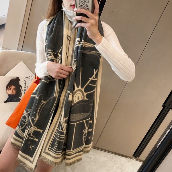 

classic brand designer winter scarf men cashmere business scarves luxury letters print shawl wraps foulard soft warm scarfs size 180*65cm, Blue;gray