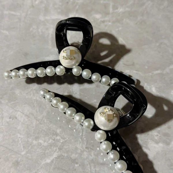 

butterfly barrettes large premium pearl clasp clip for women spring and summer back brain spoon plate hair clip headwear clip net red hair c, Golden;silver