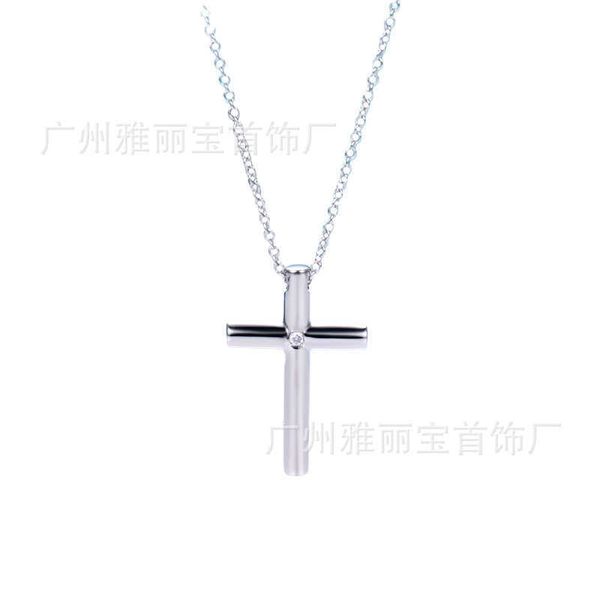

designertiffy's cross necklace women's diamond inlaid collarbone ins minority design simple fashion jewelry, Black