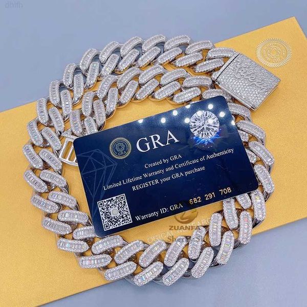 

vvs moissanite diamond iced out hip hop miami cuban link custom cuban chain, Silver