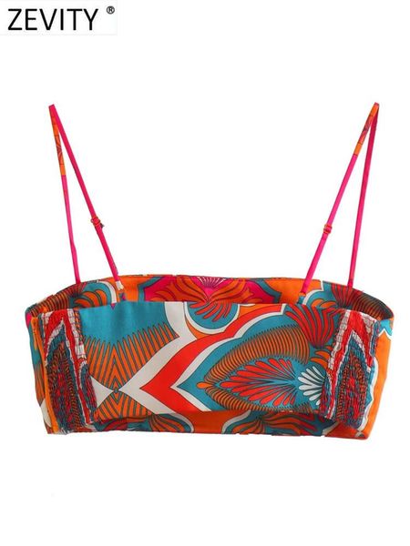 

t-shirt zevity women fashion totem floral print short sling smock blouse female side zipper elastic blusas chic summer crop ls2084, White