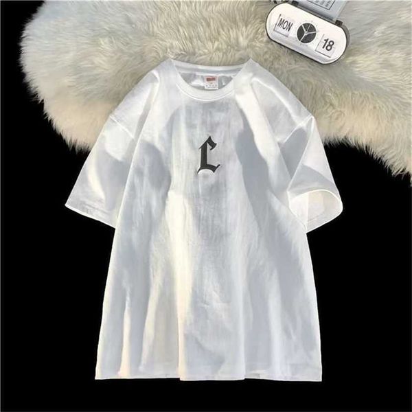 

24% off american t-shirt men's short summer loose versatile casual fashion street 5/4 sleeve, White;black