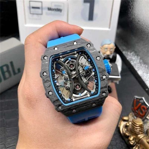 

milles watch fashion wine bucket watch rm53-01 series 2824 automatic mechanical carbon fiber tape men's watch ayw wzeg 6ul1, Slivery;golden