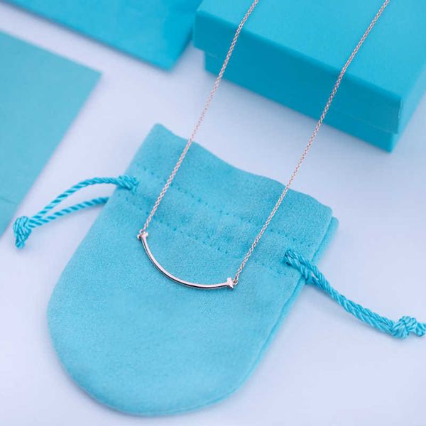 

designer's the same seiko tiffay 925 silver thick plating mijin small smile necklace female rose gold smiling face collar chain
