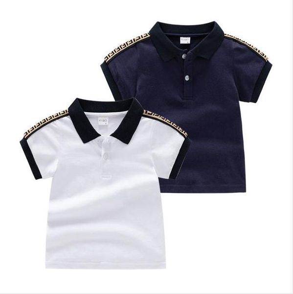 

Summer Baby Boys Brand T-shirts Letters Printed Kids Short Sleeve T-shirt Cotton Children Turn-down Collar Shirt Child Tops Tees 1-6 Years, White