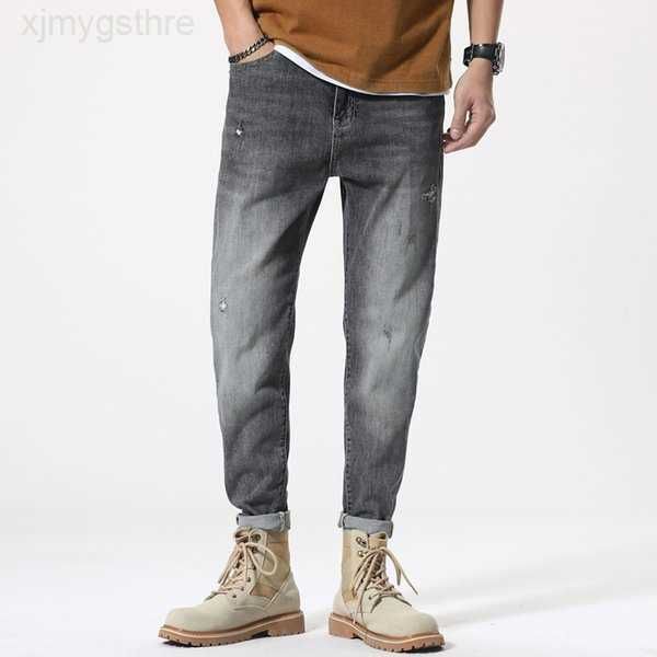 

rose embroidery jeans fashion blue black ripped male tide slim pants 182ut