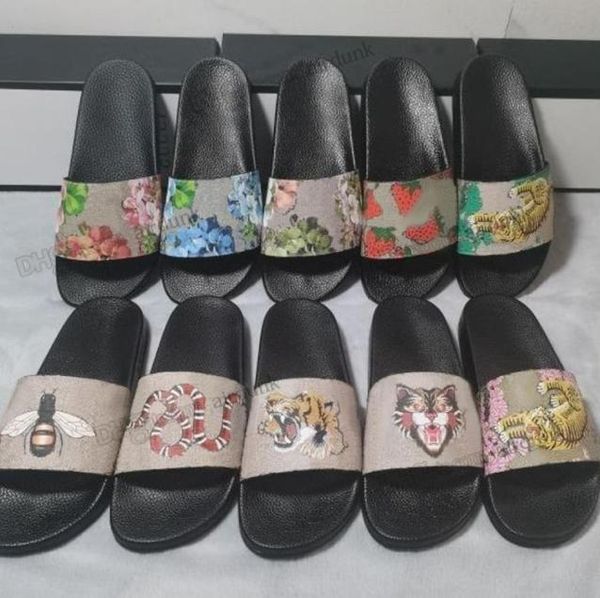 

2022 designer slides mens womens sandals slippers bloom flowers printing web black shoes fashion luxury summer leather rubber sand9648239